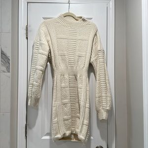 Patchwork It Cream Cable Knit Cutout Sweater Dress - Worn Once!